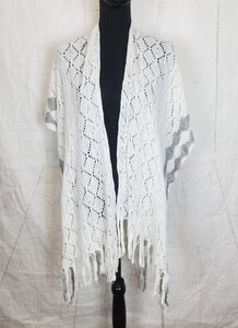 Just be open front Fringe hemline wrap sweater